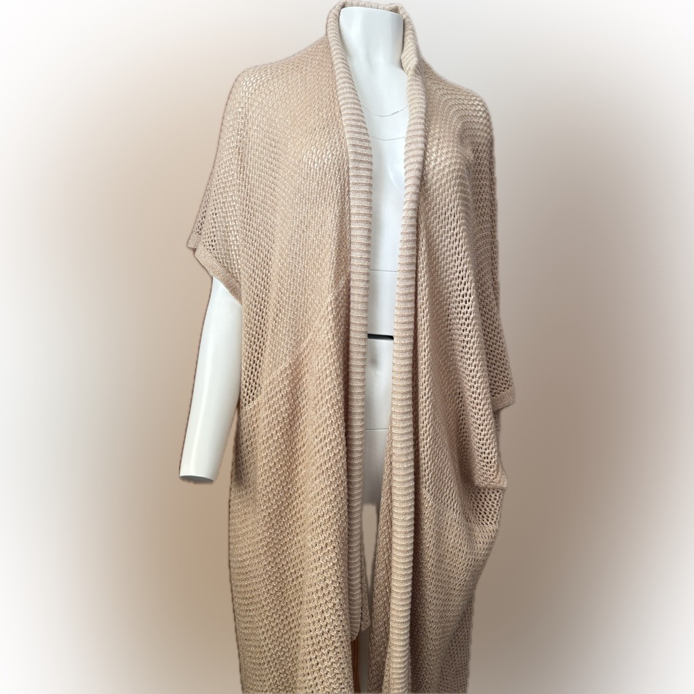 Universal Thread Sand Open Weave Knit Poncho Cardigan